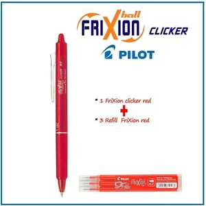 penna pilot frixion clicker 0,7 + set 3 ricariche refil rosso per bambini scuola - Foto 1 di 4