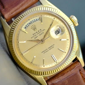 ROLEX VINTAGE MENS DAY-DATE 1803 CHAMPAGNE DIAL FLUTED BEZEL 36MM WATCH - Picture 1 of 11
