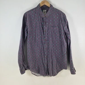 Insight mens button up shirt size L purple geometric long sleeve cotton 115645 - Picture 1 of 9