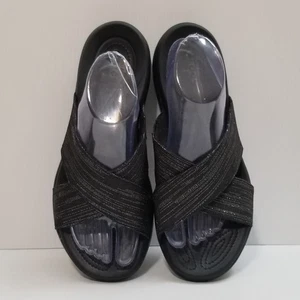 Crocs Sandals Womens Size 11 Capri Shimmer XBand Black Slide Comfort Slip On GUC - Picture 1 of 14