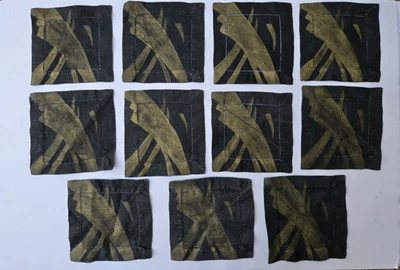 Set of 11 Black & Gold Abstract Square Linen Blend Cocktail Napkins 6" - Image 1 of 4