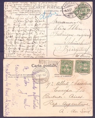Switzerland 2 PC with Ambulant cancel N°5 and Montbovon (L1) Regional Palileux.. - Image 1 of 2