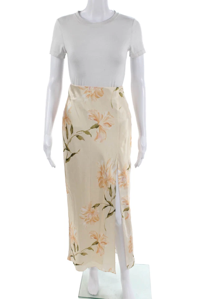 Falda midi envolvente beige floral seda talla 2XS Cami NYC para mujer Foto 1 de 4