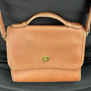 Coach 80's Vtg British Tan Leather Court Small Crossbody Bag (9870) USA Rare! - Picture 1 of 20