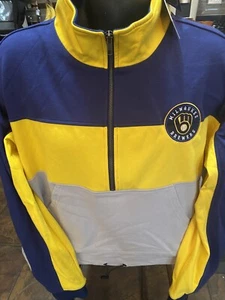 Women's The Wild Collective Navy/Gold Milwaukee Brewers Women's 1/4 Zip XL - Picture 1 of 4