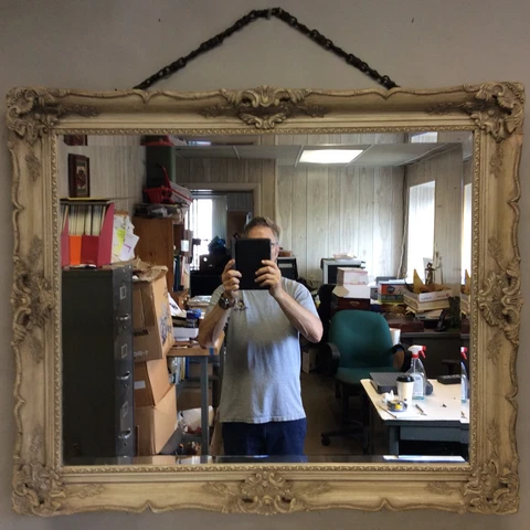 Ornate French Beveled Glass Mirror 37.5”x32” Cover