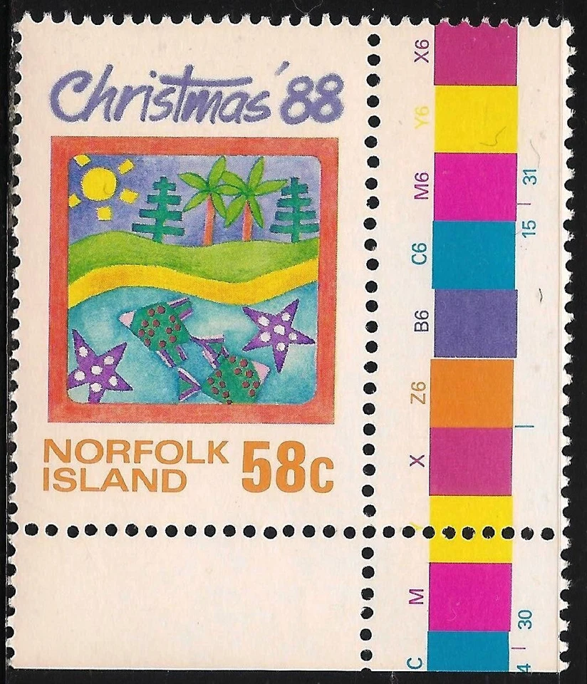 Norfolk Island #442 (A99) VF MNH - 1988 58c Trees / Fish / Christmas - Image 1 of 1