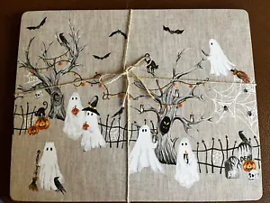 Pottery Barn Scary Squad Ghost Cork Placemat Halloween Set 4 NWT - Picture 1 of 3