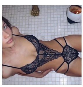 M - BODY INTIMO SEXY LINGERIE MERLETTO PIZZO REGGISENO RETE SLIP PERIZOMA - Foto 1 di 5