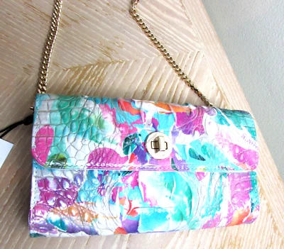 MINI BOLSO BANDOLERA BRAHMIN AZUL BLANCO ROSA FLORAL CUERO POLINA DAYLILY Foto 1 de 4