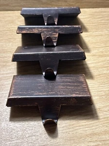 Set Of 4 Black Washed Copper Christmas Stocking Holders Plain 5” Low Profile - Picture 1 of 12