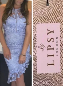 Lipsy Kornblumenblau Bodycon Kleid 12 bestickt Spitze Anlass Party Hochzeit - Bild 1 von 24