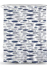 Blue Fish Shower Curtain Abstract Art Print for Bathroom Weighted Bottom 72”x72”