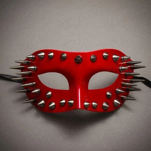 RED Masquerade Ball Costume Spike Mask Halloween Cosplay Costume Dance Party - Picture 1 of 4