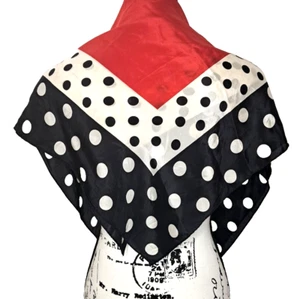 ECHO CLUB 7 Polka Dot Square 35" x 35" Polyester Scarf Shawl Red Black White - Picture 1 of 9