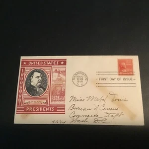 FDC 1938#827 STAEHLE CACHET GROVER CLEVELAND 22nd 24th PRESIDENT 22ct Stamp USA - Picture 1 of 2