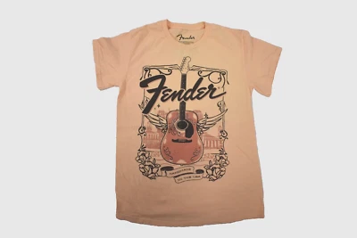 Camisa Fender Feminina Guitarra Fender Lavada Pêssego Nova Pequena - Imagem 1 de 4