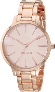 Nine West Women'S Crystal Accented Bracelet Watch Domed mineral crystal lens - Picture 1 of 12