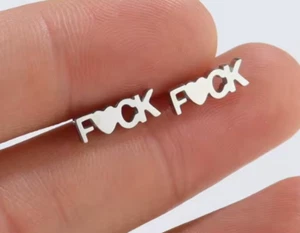Divertidos Pendientes groseros jurar f*ck color negro mujeres hombres mujeres punk lindo - Imagen 1 de 12
