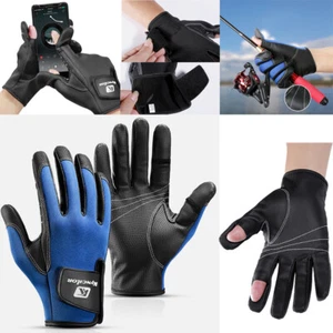 Full Finger Gloves Neoprene 2 Slits Fishing Warm Gloves Fleece Waterproof Gear - Picture 1 of 23