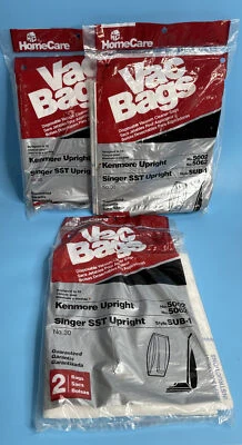 5 sacos de vácuo verticais Home Care Kenmore nº 30, nº 5002, 5062 e Singer SST SUB-1 - Imagem 1 de 4