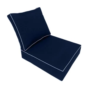 COVER ONLY-Contrast Trim 23x24x6 Replacement Patio Deep Seat Cushion Cover AD101 - Picture 1 of 13