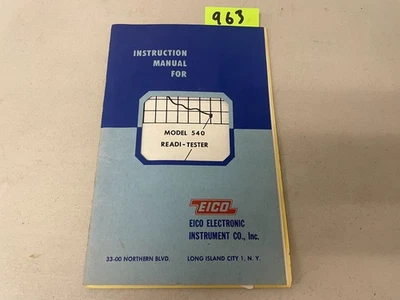 EICO Modelo 540 Readi Tester Manual de instrucciones Instrumento electrónico Libro de Nueva York Foto 1 de 4