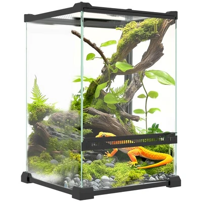 PawHut Terrarium en verre pour reptiles 20x20x30cm Transparent - Photo 1/4