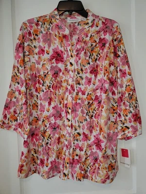 Новый с Ярлыками Breckenridge цветочный кнопка вверх верхний размер XL #44 - Изображение 1 из 3