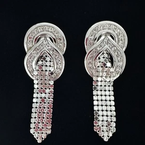 3" Clear Crystal Silver Dangle Earrings Women's Wedding Jewelry Prom Elegant Fun - Picture 1 of 13