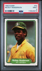 1982 Fleer #92 Mickey Henderson Athletics Graded PSA 9 *MINT* - Bild 1 von 3