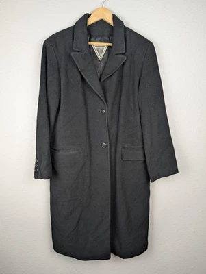 Marvin Richards Coat Womens Medium Black Camel Hair Long Overcoat Classic Winter - Image 1 of 4