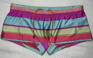 SAMPLE Mr Turk Swimming Trunk M Medium NWOT Purple Blue Green Red Pastel $158 - Picture 1 of 14