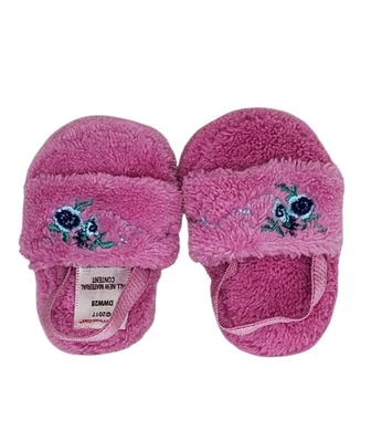 American Girl Doll Slippers 2017 Floral Embroidered Soft Fuzzy Shoes for Dolls - Image 1 of 4