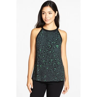 Blusa Ligera Collective Concepts Sin Mangas Azul Verde Pavo Real Patrón L Foto 1 de 4