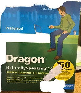 NUANCE DRAGON NATURALLY SPEAKING PREFERRED 10 SPEECH RECOGNITION SOFTWARE-NUANCE - Picture 1 of 1