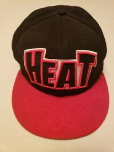 NBA New Era Hardwood Classics Miami Heat Hat Snapback Cap 59Fifty Black & Red - Picture 1 of 8
