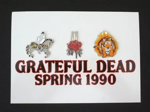 Grateful Dead Pin Spring 1990 TOO Set Skeleton Horse Roses Tiger Pinback Lapel 3 - Picture 1 of 22