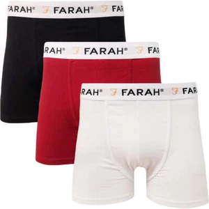 Farah Mens 3 Pack Cotton Classic Fitted Sainz Trunks -  Red/Black/White - Picture 1 of 1