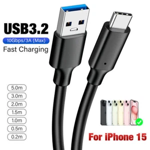 USB A to USB C Cable Type C Fast Charging Charger Cord For iPhone 15 Pro Max SSD - Picture 1 of 16
