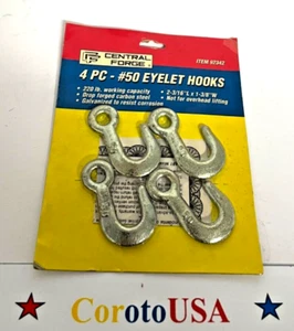 Central Forge 4 PC # 50 Eyelet Hooks For 1/2 Chain Drop Forged 220 lb Capacity - Picture 1 of 2