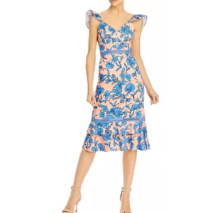NWT Alice + Olivia floral dress w/ ruffle shoulder straps ladies size 12