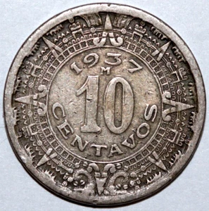 Mexico 1937 10 centavos, Key Date -Foreign Coin 23.5mm - Picture 1 of 2