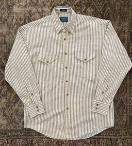 Pendleton Striped Blue Button Down Western Railroad Shirt SZ M Long Sleeve - Picture 1 of 10