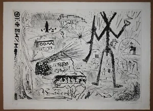 Listed German Artist A.R. PENCK Large Original Etching, Drypoint Signed - Picture 1 of 9