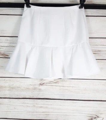Finders Keepers Womens Flare Skirt Sz M White Textured Short Ruffle Hem Side Zip - Image 1 of 4