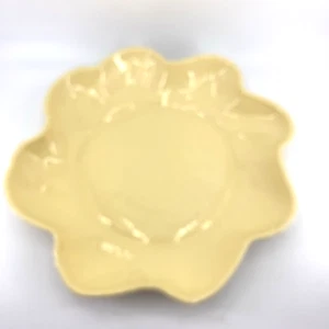 Los Angeles Potteries 608 Console Bowl Dish Yellow Beige Planter 13.5" Wide Vtg - Picture 1 of 7