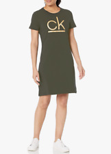 CALVIN KLEIN Women's Short Sleeve Logo T-Shirt Dress Size M