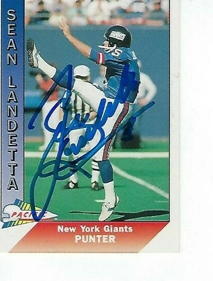 SEAN LANDETTA SIGNED 1991 PACIFIC #350 - NEW YORK GIANTS - Image 1 of 1