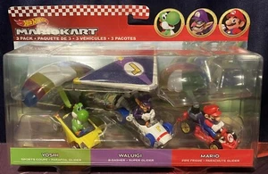 NEU Hot Wheels Super Mario Kart Glider 3er Pack Yoshi Waluigi Mario - Bild 1 von 3